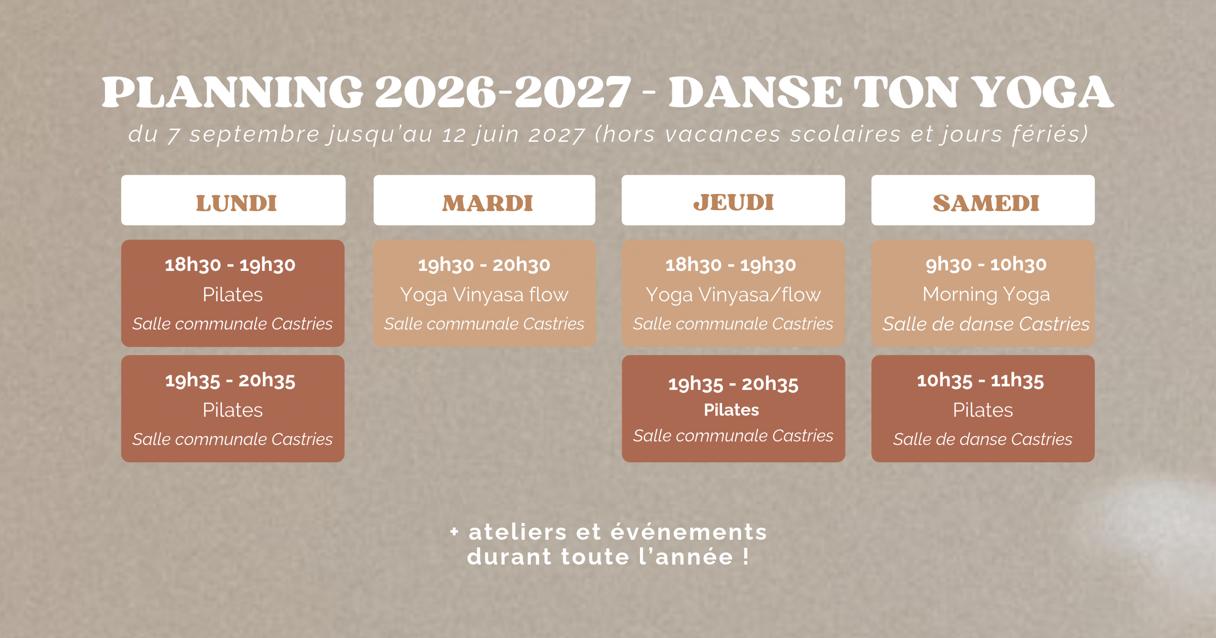 Planning Danse ton Yoga 2026-27